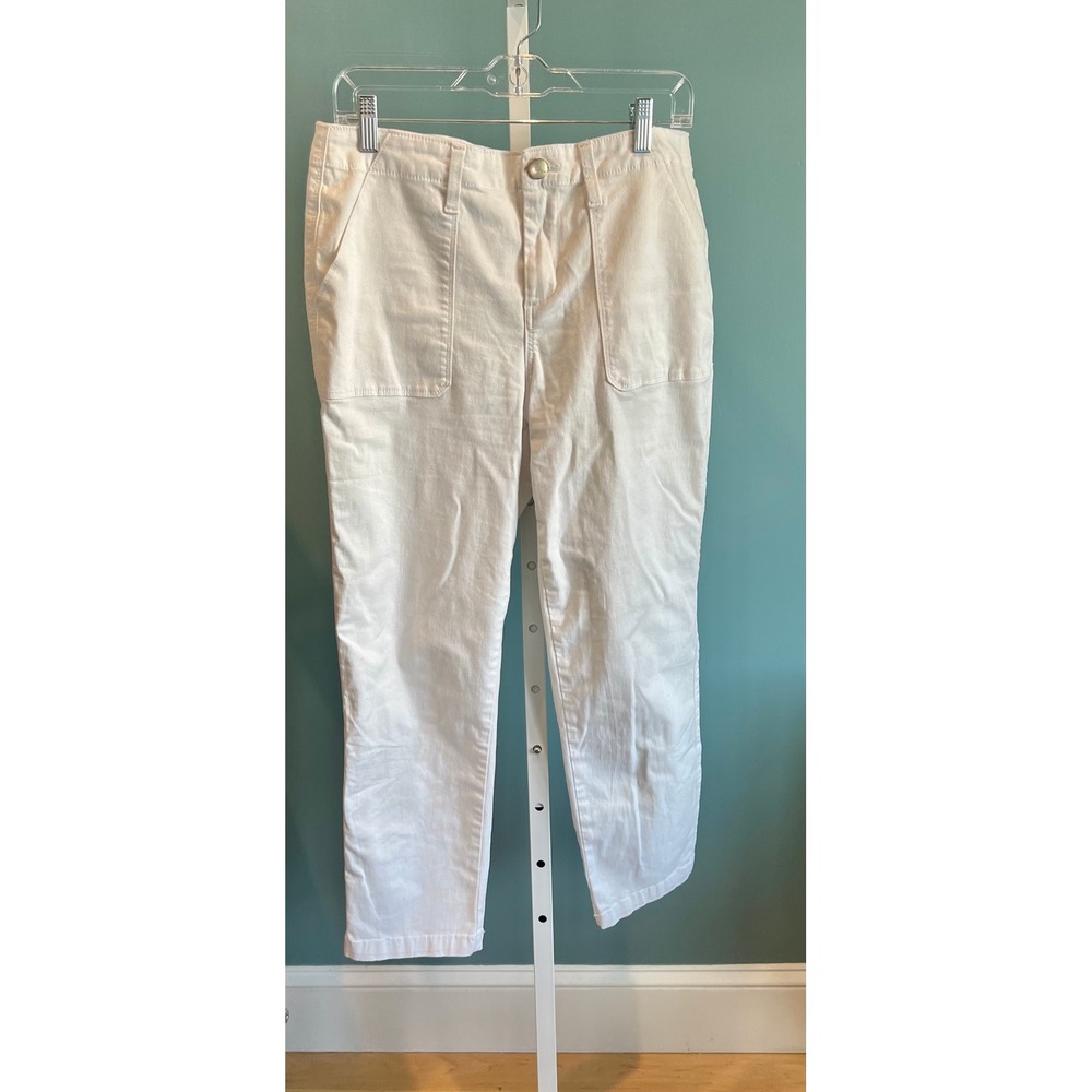 1822 Denim‎ Womens Pants 10 White High Rise Utility Straight Leg Stretch Cotton